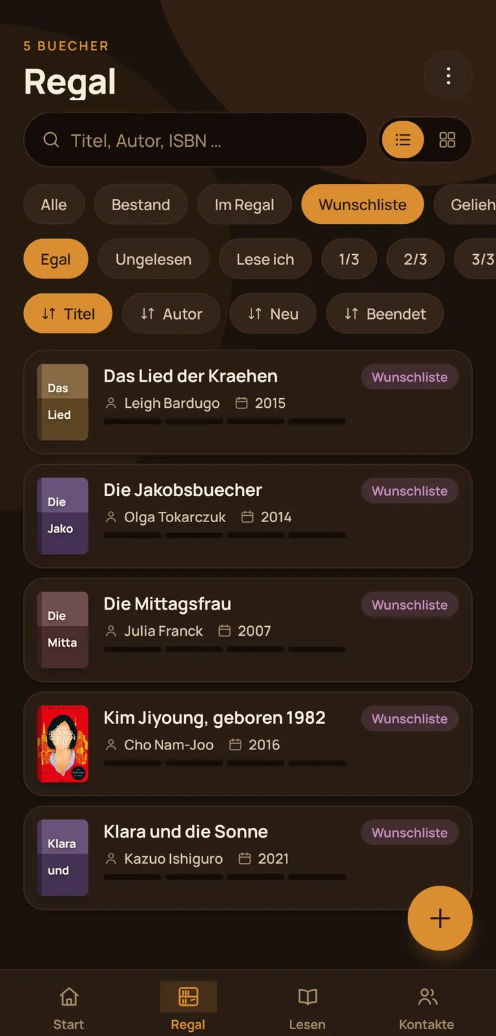 Buchregal: Wunschliste