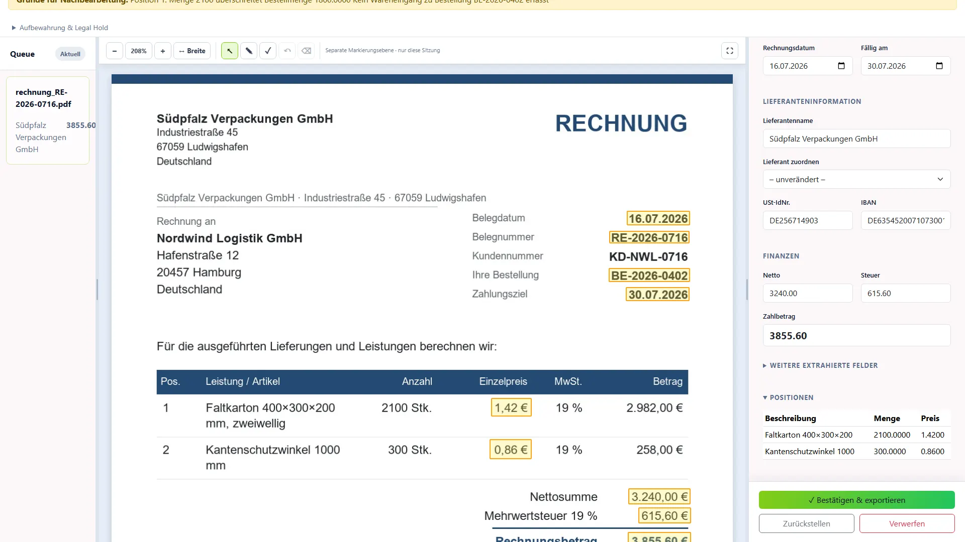 DocScan: Positionen und weitere Felder – die volle Tiefe des Belegs