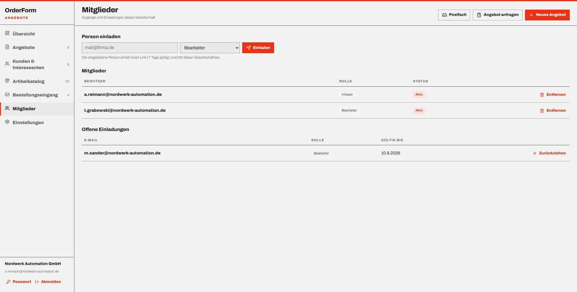 OrderForm: Mitglieder
