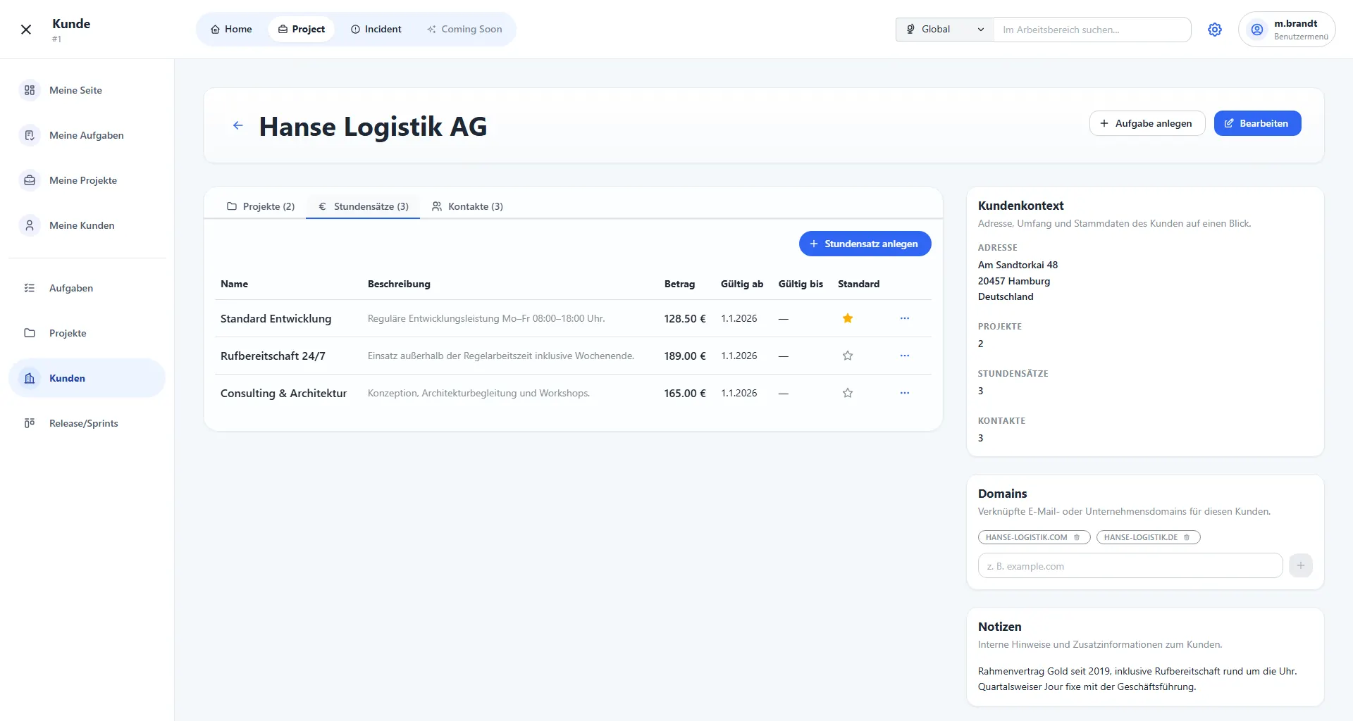 Planox: Kundenakte Hanse Logistik AG