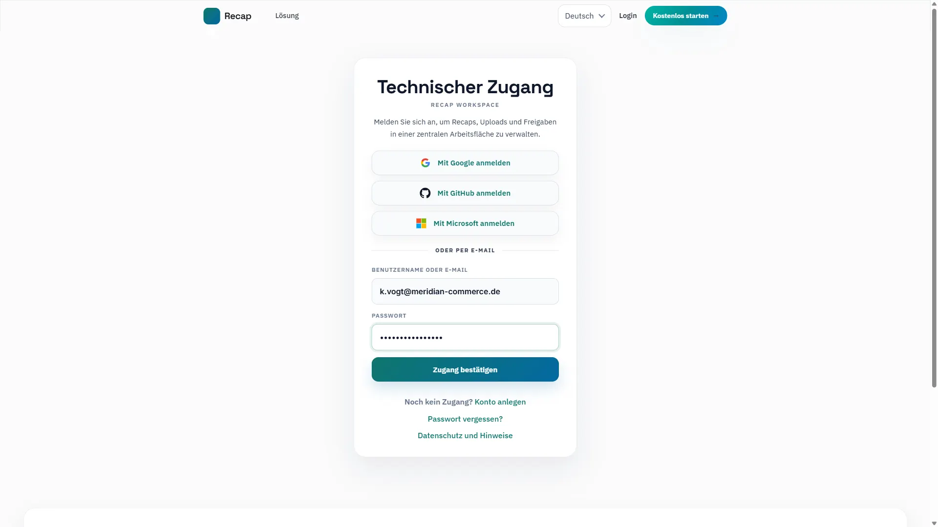 Recap: Anmeldung