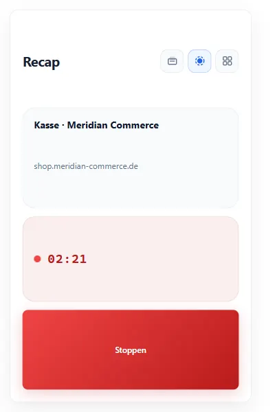 Recap: Extension: Aufnahme läuft