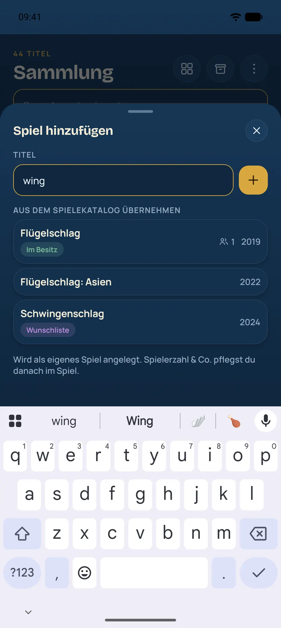 Spielregal: Spiel hinzufügen